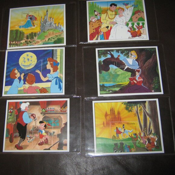 NEW Disney Grenada $5 Stamps Classic Fairy Tales - Six with COA - Picture 1 of 13